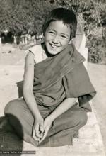 (16779_pr.psd) A Mount Everest Center novice, Kopan Monastery, Nepal, 1976. Lama Yeshe sent photos of the MEC students all around the world and also took photos with him on tour in an attempt to raise funds for them. "Mummy" Max Mathews had a photo taken of each of them and had a group photo made into a poster.