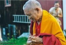 Lama Zopa Rinpoche at the Milarepa Center for a retreat, Vermont, 2010. Photo by Jim Hagan.