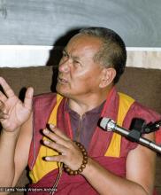 (17120_ng.TIF) Lama Yeshe was invited to Sweden for one week in September 1983. Here at Etnografiska Museet in Stockholm he gave a public teaching on Death, Intermediate State and Rebirth. Photos by Holger Hjorth.