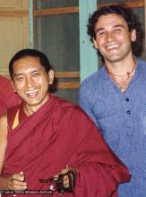 (21483_pr-3.tif) Lama Zopa Rinpoche and  Xavi Alongina (donor), Ibiza, 1978.