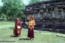 (22386_ng.tif) Lama Yeshe and Lama Zopa Rinpoche at Borobodur, Java, 1979.