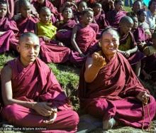 (22823_ng.tif) Lama Zopa Rinpoche and Lama Yeshe at the 12th Meditation Course, Kopan Monastery, 1979. Ina Van Delden (photographer)