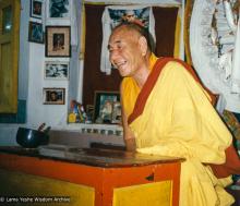 Geshe Lama Konchog at the Vajrasattva retreat following Lama’s cremation. Chenrezig Gompa, Kopan Monastery, Nepal, 1984