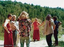 (39353_ud-3.psd) Lama Yeshe on Vajrapani land, Vajrapani Institute, CA, 1977.  Rick Crangle (donor)