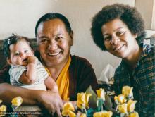 (39378_pr-3.psd) Lama Yeshe, Danielle Solick (daughter of Robbie and Randa), Jan Willis, Santa Cruz, CA, 1978. Robbie Solick (photographer)