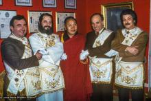 (39550_sl-3.jpg) Lama Yeshe at the Masonic Temple in Trapani, where he accepted a Masonic initiation and posed in white gloves for photos with leading Masons, Trapani, Sicly, Italy, 1983.