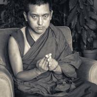 Click to view in our Image Gallery (02404_ng.JPG) Portrait of Lama Zopa Rinpoche, Geneva, Switzerland, 1983. Photos by Ueli Minder.