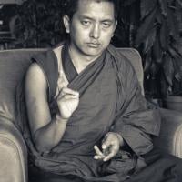 Click to view in our Image Gallery (02410_ng.JPG) Portrait of Lama Zopa Rinpoche, Geneva, Switzerland, 1983. Photos by Ueli Minder.