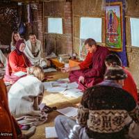 (03545_ng-3.JPG) Tibetan medicine course with Adrian Feldmann (Thubten Gyatso), Kopan Monastery, Nepal, 1980. Jan-Paul Kool (photographer)