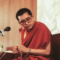 Click to view in our Image Gallery (04255_sl.JPG) Lama Zopa Rinpoche teaching in Geneva, Switzerland, 1983. Photos by Ueli Minder.