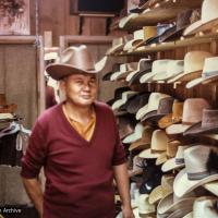 (04599_pr-3.psd) Lama Yeshe in the cowboy hat store, Reno, Nevada, 1980.