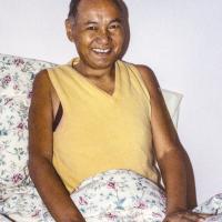 Click to view in our Image Gallery (Correct name/best version is 12961_pr-3, not 05849_ng) Lama Yeshe being cared for at his house in Aptos, California, 1984. Åge Delbanco (photographer)