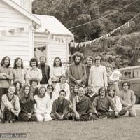 (07674_ng.JPG) A group photo with the lamas at an early course in New Zealand, 1974.