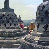 (08174_ng.JPG) Lama Yeshe and Lama Zopa Rinpoche at Borobodur, Java, 1979.