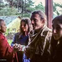 (09560_sl-3.JPG) Sister Max, Judith Diane Short (Priya), Glen Mullin, Roberta Mandel, Tushita Retreat Centre, Dharamsala, India, 1977.