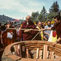 Click to view in our Image Gallery (10028_sl.JPG) Cremation of Lama Yeshe at Vajrapani Institute, California in March of 1984. Photo by Ricardo de Aratanha.