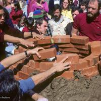 Click to view in our Image Gallery (10051_sl-3.JPG) Sealing the cremation stupa of Lama Yeshe, Vajrapani Institute, California, 1984. Photo includes Tenzin Wangchuk, John Jackson, Bill Kane, and Chuck Thomas. Ricardo de Aratanha (photographer)