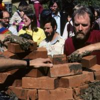 Click to view in our Image Gallery (10054_sl.JPG) Cremation of Lama Yeshe at Vajrapani Institute, California in March of 1984. Photo includes John Jackson. Photo by Ricardo de Aratanha.