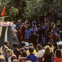 Click to view in our Image Gallery (10059_sl.JPG) Cremation of Lama Yeshe at Vajrapani Institute, California in March of 1984. Photo by Ricardo de Aratanha.