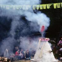 (10091_sl-3.JPG) Cremation of Lama Yeshe, Vajrapani Institute, California, March, 1984. Ricardo de Aratanha (photographer)