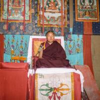 Click to view in our Image Gallery (10252_ng.JPG) Lama Yeshe giving final teaching at Kopan Monastery, Nepal, 1983. Photo by Wendy Finster.