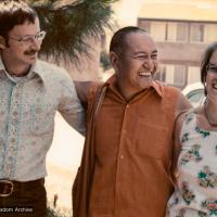 (12433_pr-3.jpg) Robbie Solick, Lama Yeshe, and Randa (Randy) Solick, UCSC, CA, 1978. Robbie Solick (donor)