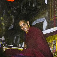 (12614_ng-2.psd) Lama Zopa Rinpoche teaching. Photo from the 8th Meditation Course at Kopan Monastery, Nepal, 1975.