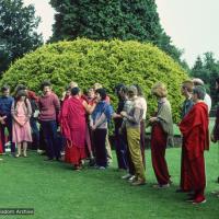 (12763_sl-3.tif) Lama Yeshe arriving at Manjushri Institute, England, 1982. Jon Landaw (photographer)