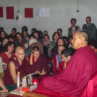 (13773_ud-3.jpg) Lama Yeshe teaching at Gandhi Ashram, Bodhgaya, India, 1982. Dieter Kratzer (photographer)