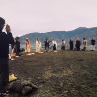 (15092_pr.tif) Dharma students meditating on Kopan Hill, Nepal, 1971.