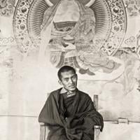 (15181_pr.psd) Portrait of Lama Zopa Rinpoche at Tushita Retreat Centre, Dharamsala, India, 1973. In 1972, along with a few of their Western students, Lamas Yeshe and Zopa bought an old colonial house on a hill above McLeod Ganj in Dharamsala, India, and there founded Tushita Retreat Centre.