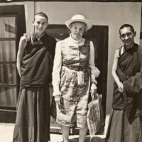 (15184_pr.psd) Anila Ann, Lady Amabel Williams-Ellis, age 80, and Lama Zopa Rinpoche at Kopan Monastery, 1973. (Annabelle was the Lamas' oldest student at this time.)