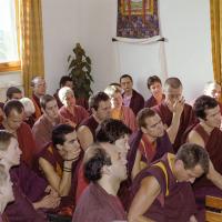 (15236_ng.tif) Lama Yeshe addressing western monks and nuns at Istituto Lama Tsongkhapa, Italy, 1983. Photos donated by Merry Colony.