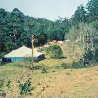 (15869_sl.psd) The gompa (meditation tent) at Diamond Valley. The lamas taught their first retreat in Australia at Diamond Valley in southeast Queensland, August, 1974.