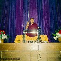 (15976_ng.tif) Lama Yeshe giving a public talk, Adyar Theater, Sydney, Australia, 8th of April, 1975.