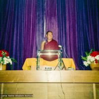 (15977_ng.tif) Lama Yeshe giving a public talk, Adyar Theater, Sydney, Australia, 8th of April, 1975.