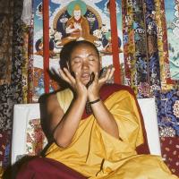 Lama Yeshe teaching at 11th Meditation course, Kopan, 1978. Photo by Robin Bath.