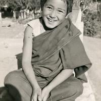 (16779_pr.psd) A Mount Everest Center novice, Kopan Monastery, Nepal, 1976. Lama Yeshe sent photos of the MEC students all around the world and also took photos with him on tour in an attempt to raise funds for them. "Mummy" Max Mathews had a photo taken of each of them and had a group photo made into a poster.