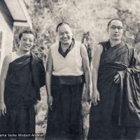 (16824_pr-3.jpg) Zasep Tulku, Lama Yeshe, Geshe Loden, Chenrezig Institute, Australia, 1977.