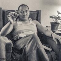 Lama Yeshe holding Tara statue, UCSC (University of Calif. at Santa Cruz), 1978. Photo by Jon Landaw.