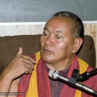 (17121_ng.TIF) Lama Yeshe was invited to Sweden for one week in September 1983. Here at Etnografiska Museet in Stockholm he gave a public teaching on Death, Intermediate State and Rebirth. Photos by Holger Hjorth.