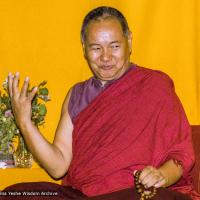 Click to view in our Image Gallery (17153_ng.TIF) Over one weekend at Barnens O on Vaddo in September of 1983, Lama Yeshe gave a meditation course which later was published in English called "Light of Dharma", translated into Swedish as "Lamas ljus". Photos by Holger Hjorth. You can read a transcript here: http://www.lamayeshe.com/index.php?sect=article&id=719