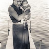 (17828_ng-3.psd) Lama with Lolly and Dieter Gewissler's son Dejung, Madison , WI, 1977. Morgan Groves (photographer)