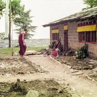 (18148_sl-3.jpg) Nick Ribush during the construction of the Inji Gompa, a practice place built by and for the Western monks and nuns, Dharamsala, 1976.