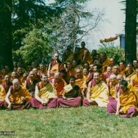 (18300_ud-3.psd) International Mahayana Institute sangha with Zong Rinpoche, Tushita Retreat Centre, Dharamsala, India, 1982. Wendy King (donor)