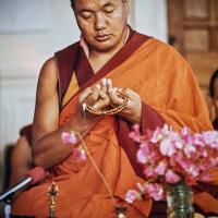 (18450_pr-3.psd) Lama Yeshe leading practice at Manjushri Institute, England, 1976.