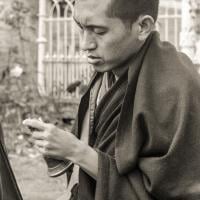 (20946_ng.TIF) Lama Zopa Rinpoche doing puja, Manjushri Institute, England, 1979. Brian Beresford (photographer)