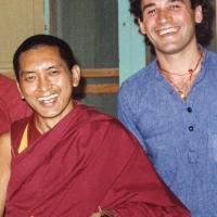 (21483_pr-3.tif) Lama Zopa Rinpoche and  Xavi Alongina (donor), Ibiza, 1978.