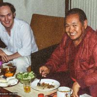 (22426_ng-3.tif) Lama Yeshe with Hugh Clift, London, England, 1980.