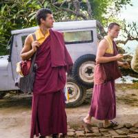 (22861_ng-3.tif) Marcel Bertels (on left) and Harry Sutton, Kopan Monastery, 1979. Ina Van Delden (photographer)